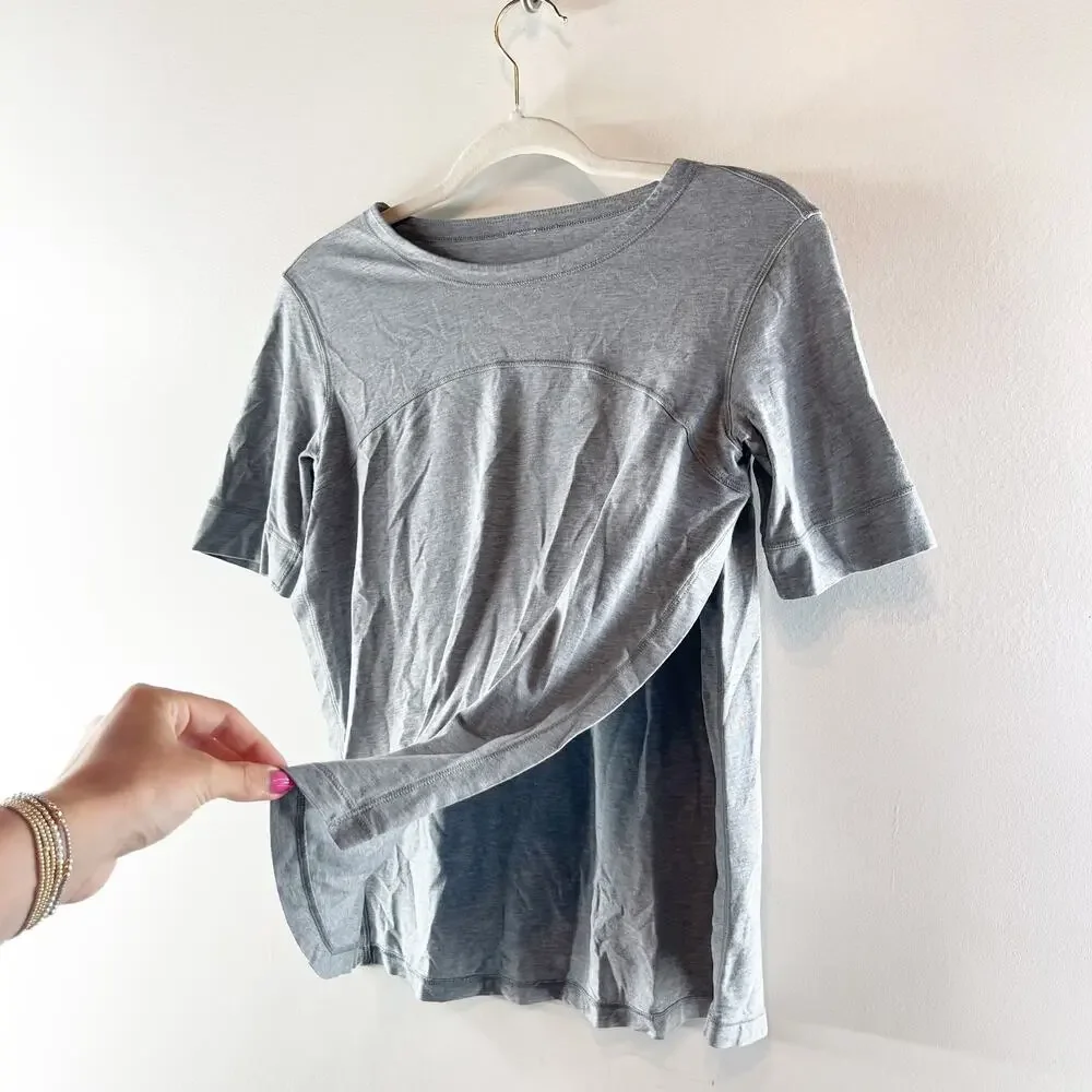 Lululemon Dash To Class Short Sleeve Tee Shirt Heathered Medium Gray Small